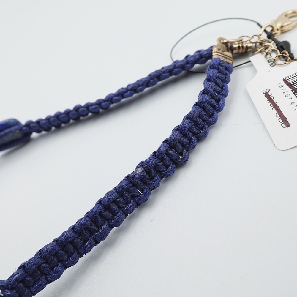 Free People Blue Lapis Macrame Choker Necklace Sweet Carolina Boho Chic - Picture 6 of 7